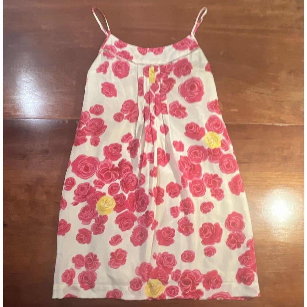 Moulinette Soeurs Silk Chiffon Floral Scoop Neck Mini Sundress Sz 0